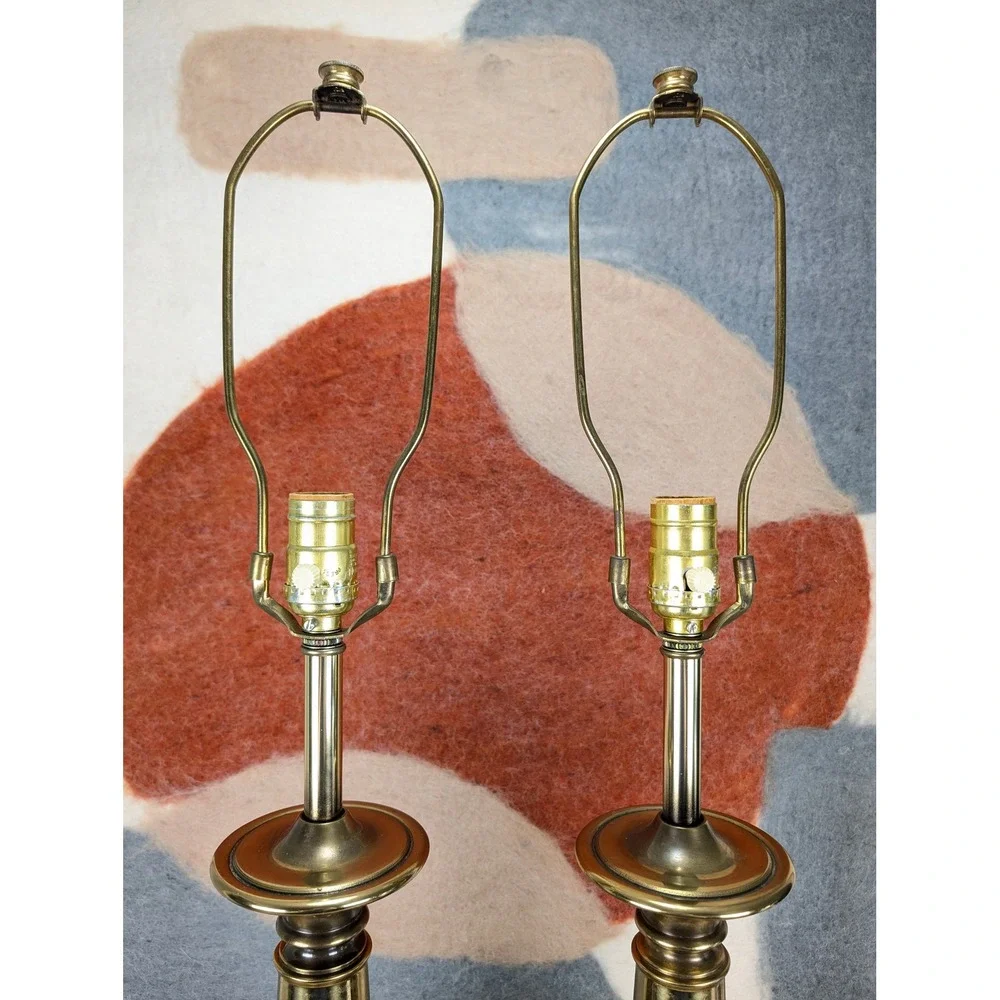 Vintage Westwood Industries Brass Stiffel Style Table Lamps Pair Hollywood Glam